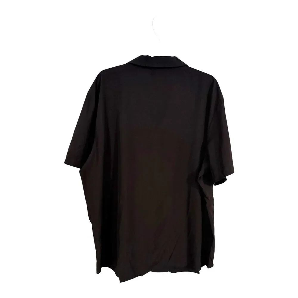 CAPELLE Men's Miami IPANEMA button down Collar shirt in black short sleeve XXL